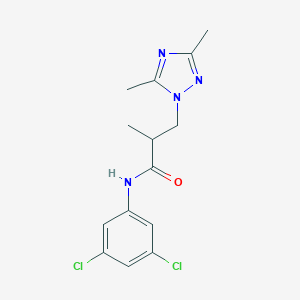 molecular formula C14H16Cl2N4O B508731 N-(3,5-dichlorophenyl)-3-(3,5-dimethyl-1H-1,2,4-triazol-1-yl)-2-methylpropanamide CAS No. 941912-67-0