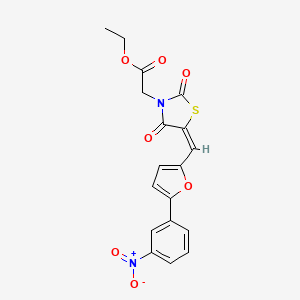 molecular formula C18H14N2O7S B5087324 ethyl (5-{[5-(3-nitrophenyl)-2-furyl]methylene}-2,4-dioxo-1,3-thiazolidin-3-yl)acetate 