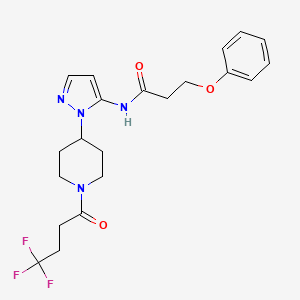 molecular formula C21H25F3N4O3 B5087331 3-phenoxy-N-{1-[1-(4,4,4-trifluorobutanoyl)-4-piperidinyl]-1H-pyrazol-5-yl}propanamide 