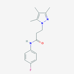 molecular formula C15H18FN3O B508738 N-(4-fluorophenyl)-3-(3,4,5-trimethyl-1H-pyrazol-1-yl)propanamide CAS No. 890598-75-1