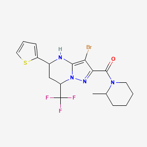 molecular formula C18H20BrF3N4OS B5087393 3-bromo-2-[(2-methyl-1-piperidinyl)carbonyl]-5-(2-thienyl)-7-(trifluoromethyl)-4,5,6,7-tetrahydropyrazolo[1,5-a]pyrimidine 