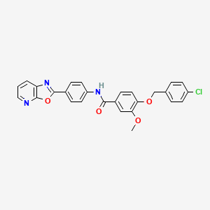 molecular formula C27H20ClN3O4 B5087397 4-[(4-chlorobenzyl)oxy]-3-methoxy-N-(4-[1,3]oxazolo[5,4-b]pyridin-2-ylphenyl)benzamide 