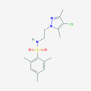molecular formula C16H22ClN3O2S B508744 N-(2-(4-chloro-3,5-dimethyl-1H-pyrazol-1-yl)ethyl)-2,4,6-trimethylbenzenesulfonamide CAS No. 1013991-31-5