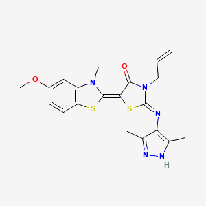 molecular formula C20H21N5O2S2 B5087490 3-allyl-2-[(3,5-dimethyl-1H-pyrazol-4-yl)imino]-5-(5-methoxy-3-methyl-1,3-benzothiazol-2(3H)-ylidene)-1,3-thiazolidin-4-one 