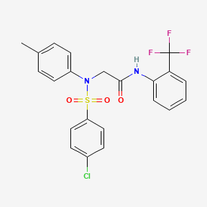 molecular formula C22H18ClF3N2O3S B5087507 N~2~-[(4-chlorophenyl)sulfonyl]-N~2~-(4-methylphenyl)-N~1~-[2-(trifluoromethyl)phenyl]glycinamide 