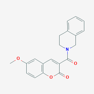 molecular formula C20H17NO4 B508752 3-(3,4-dihydro-2(1H)-isoquinolinylcarbonyl)-6-methoxy-2H-chromen-2-one CAS No. 409356-95-2