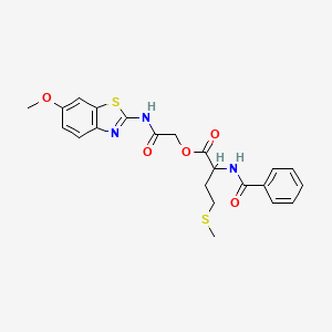 2-[(6-methoxy-1,3-benzothiazol-2-yl)amino]-2-oxoethyl N-benzoylmethioninate