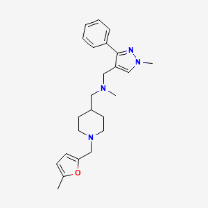 molecular formula C24H32N4O B5087583 N-methyl-1-{1-[(5-methyl-2-furyl)methyl]-4-piperidinyl}-N-[(1-methyl-3-phenyl-1H-pyrazol-4-yl)methyl]methanamine 