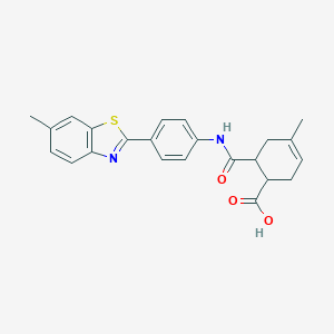 molecular formula C23H22N2O3S B508764 4-Methyl-6-{[4-(6-methyl-1,3-benzothiazol-2-yl)anilino]carbonyl}-3-cyclohexene-1-carboxylic acid CAS No. 428493-48-5