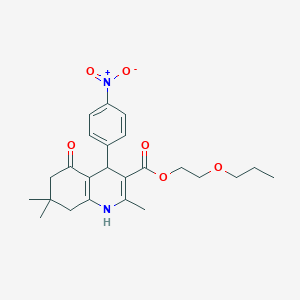 molecular formula C24H30N2O6 B5087658 2-propoxyethyl 2,7,7-trimethyl-4-(4-nitrophenyl)-5-oxo-1,4,5,6,7,8-hexahydro-3-quinolinecarboxylate CAS No. 5857-08-9