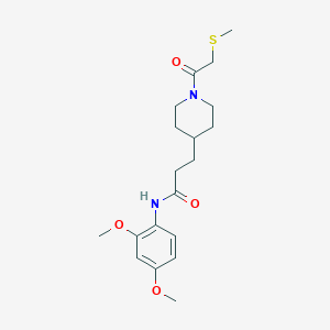 molecular formula C19H28N2O4S B5087696 N-(2,4-dimethoxyphenyl)-3-{1-[(methylthio)acetyl]-4-piperidinyl}propanamide 