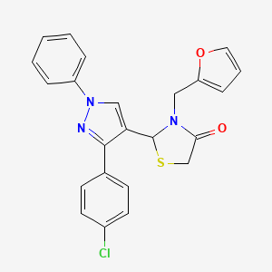 molecular formula C23H18ClN3O2S B5087705 2-[3-(4-chlorophenyl)-1-phenyl-1H-pyrazol-4-yl]-3-(2-furylmethyl)-1,3-thiazolidin-4-one CAS No. 5855-30-1