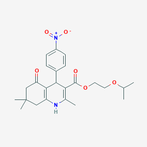 molecular formula C24H30N2O6 B5087759 2-isopropoxyethyl 2,7,7-trimethyl-4-(4-nitrophenyl)-5-oxo-1,4,5,6,7,8-hexahydro-3-quinolinecarboxylate 
