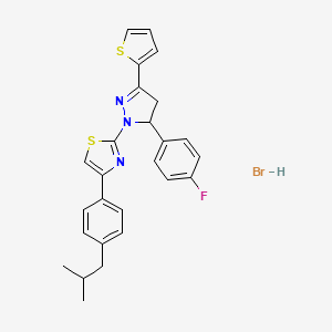 molecular formula C26H25BrFN3S2 B5087805 2-[5-(4-fluorophenyl)-3-(2-thienyl)-4,5-dihydro-1H-pyrazol-1-yl]-4-(4-isobutylphenyl)-1,3-thiazole hydrobromide 