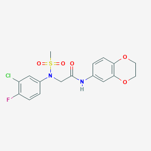 molecular formula C17H16ClFN2O5S B5087892 N~2~-(3-chloro-4-fluorophenyl)-N~1~-(2,3-dihydro-1,4-benzodioxin-6-yl)-N~2~-(methylsulfonyl)glycinamide 