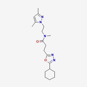 3-(5-cyclohexyl-1,3,4-oxadiazol-2-yl)-N-[2-(3,5-dimethyl-1H-pyrazol-1-yl)ethyl]-N-methylpropanamide