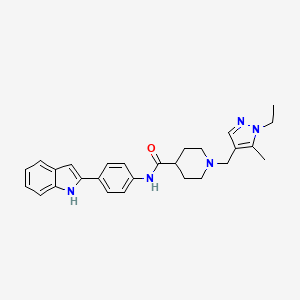 molecular formula C27H31N5O B5087963 1-[(1-ethyl-5-methyl-1H-pyrazol-4-yl)methyl]-N-[4-(1H-indol-2-yl)phenyl]-4-piperidinecarboxamide 