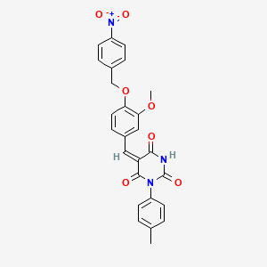 molecular formula C26H21N3O7 B5088019 5-{3-methoxy-4-[(4-nitrobenzyl)oxy]benzylidene}-1-(4-methylphenyl)-2,4,6(1H,3H,5H)-pyrimidinetrione 