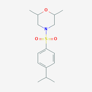 molecular formula C15H23NO3S B508803 4-[(4-Isopropylphenyl)sulfonyl]-2,6-dimethylmorpholine CAS No. 496015-94-2