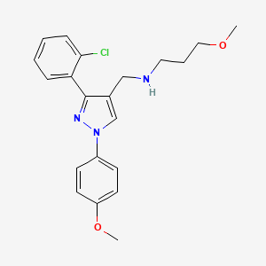 molecular formula C21H24ClN3O2 B5088038 N-{[3-(2-chlorophenyl)-1-(4-methoxyphenyl)-1H-pyrazol-4-yl]methyl}-3-methoxy-1-propanamine 