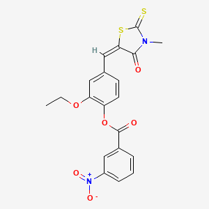 2-ethoxy-4-[(3-methyl-4-oxo-2-thioxo-1,3-thiazolidin-5-ylidene)methyl]phenyl 3-nitrobenzoate