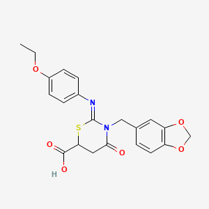 3-(1,3-benzodioxol-5-ylmethyl)-2-[(4-ethoxyphenyl)imino]-4-oxo-1,3-thiazinane-6-carboxylic acid