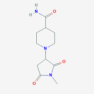 molecular formula C11H17N3O3 B5088130 1-(1-methyl-2,5-dioxo-3-pyrrolidinyl)-4-piperidinecarboxamide 