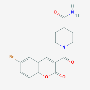 molecular formula C16H15BrN2O4 B508816 1-(6-bromo-2-oxo-2H-chromene-3-carbonyl)piperidine-4-carboxamide CAS No. 667891-48-7