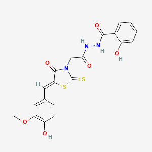 molecular formula C20H17N3O6S2 B5088181 2-hydroxy-N'-{[5-(4-hydroxy-3-methoxybenzylidene)-4-oxo-2-thioxo-1,3-thiazolidin-3-yl]acetyl}benzohydrazide 