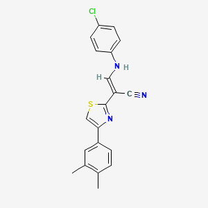 molecular formula C20H16ClN3S B5088194 3-[(4-chlorophenyl)amino]-2-[4-(3,4-dimethylphenyl)-1,3-thiazol-2-yl]acrylonitrile 