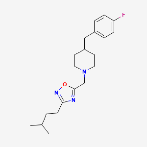 molecular formula C20H28FN3O B5088217 4-(4-fluorobenzyl)-1-{[3-(3-methylbutyl)-1,2,4-oxadiazol-5-yl]methyl}piperidine 