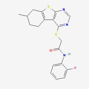 molecular formula C19H18FN3OS2 B5088429 N-(2-fluorophenyl)-2-[(7-methyl-5,6,7,8-tetrahydro[1]benzothieno[2,3-d]pyrimidin-4-yl)thio]acetamide 