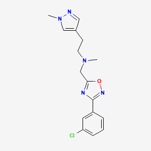 molecular formula C16H18ClN5O B5088488 N-{[3-(3-chlorophenyl)-1,2,4-oxadiazol-5-yl]methyl}-N-methyl-2-(1-methyl-1H-pyrazol-4-yl)ethanamine 