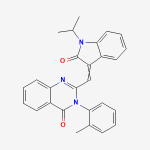 2-[(1-isopropyl-2-oxo-1,2-dihydro-3H-indol-3-ylidene)methyl]-3-(2-methylphenyl)-4(3H)-quinazolinone