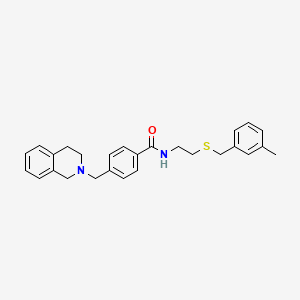 molecular formula C27H30N2OS B5088550 4-(3,4-dihydro-2(1H)-isoquinolinylmethyl)-N-{2-[(3-methylbenzyl)thio]ethyl}benzamide 