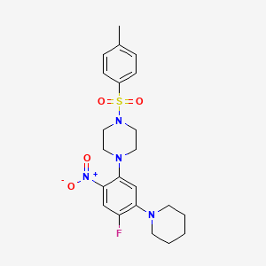 molecular formula C22H27FN4O4S B5088608 1-[4-fluoro-2-nitro-5-(1-piperidinyl)phenyl]-4-[(4-methylphenyl)sulfonyl]piperazine 