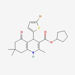molecular formula C22H26BrNO3S B5088852 cyclopentyl 4-(5-bromo-2-thienyl)-2,7,7-trimethyl-5-oxo-1,4,5,6,7,8-hexahydro-3-quinolinecarboxylate 