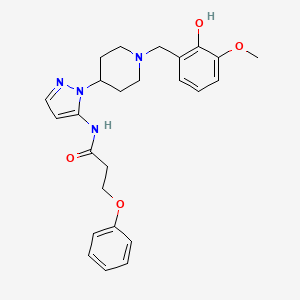 molecular formula C25H30N4O4 B5088881 N-{1-[1-(2-hydroxy-3-methoxybenzyl)-4-piperidinyl]-1H-pyrazol-5-yl}-3-phenoxypropanamide 