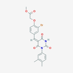 molecular formula C22H19BrN2O6 B5088887 methyl (2-bromo-4-{[1-(3,4-dimethylphenyl)-2,4,6-trioxotetrahydro-5(2H)-pyrimidinylidene]methyl}phenoxy)acetate 