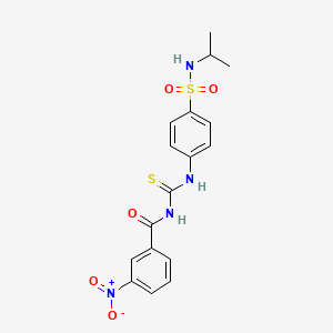 molecular formula C17H18N4O5S2 B5088909 N-[({4-[(isopropylamino)sulfonyl]phenyl}amino)carbonothioyl]-3-nitrobenzamide CAS No. 718603-62-4