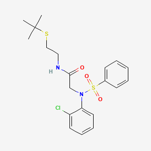molecular formula C20H25ClN2O3S2 B5088963 N~1~-[2-(tert-butylthio)ethyl]-N~2~-(2-chlorophenyl)-N~2~-(phenylsulfonyl)glycinamide 