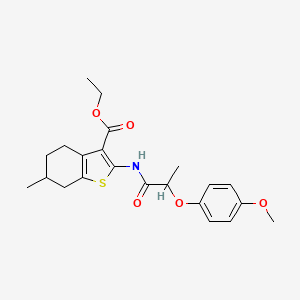 molecular formula C22H27NO5S B5089078 ethyl 2-{[2-(4-methoxyphenoxy)propanoyl]amino}-6-methyl-4,5,6,7-tetrahydro-1-benzothiophene-3-carboxylate 