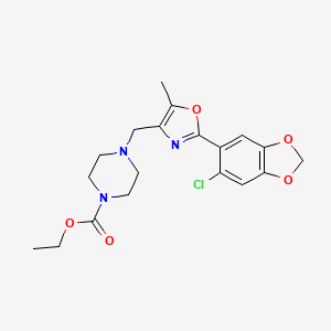 ethyl 4-{[2-(6-chloro-1,3-benzodioxol-5-yl)-5-methyl-1,3-oxazol-4-yl]methyl}-1-piperazinecarboxylate