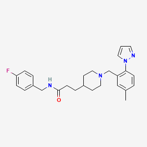 molecular formula C26H31FN4O B5089120 N-(4-fluorobenzyl)-3-{1-[5-methyl-2-(1H-pyrazol-1-yl)benzyl]-4-piperidinyl}propanamide 