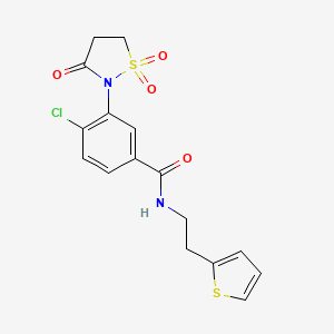 molecular formula C16H15ClN2O4S2 B5089153 4-chloro-3-(1,1-dioxido-3-oxo-2-isothiazolidinyl)-N-[2-(2-thienyl)ethyl]benzamide 