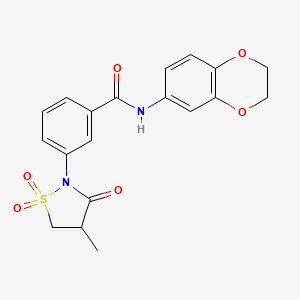 molecular formula C19H18N2O6S B5089230 N-(2,3-dihydro-1,4-benzodioxin-6-yl)-3-(4-methyl-1,1-dioxido-3-oxo-2-isothiazolidinyl)benzamide 