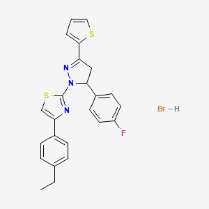 molecular formula C24H21BrFN3S2 B5089303 4-(4-ethylphenyl)-2-[5-(4-fluorophenyl)-3-(2-thienyl)-4,5-dihydro-1H-pyrazol-1-yl]-1,3-thiazole hydrobromide 