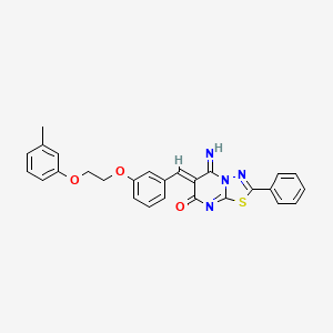 molecular formula C27H22N4O3S B5089312 5-imino-6-{3-[2-(3-methylphenoxy)ethoxy]benzylidene}-2-phenyl-5,6-dihydro-7H-[1,3,4]thiadiazolo[3,2-a]pyrimidin-7-one 