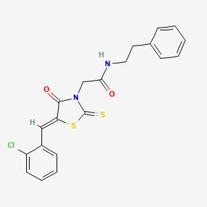 molecular formula C20H17ClN2O2S2 B5089336 2-[5-(2-chlorobenzylidene)-4-oxo-2-thioxo-1,3-thiazolidin-3-yl]-N-(2-phenylethyl)acetamide 