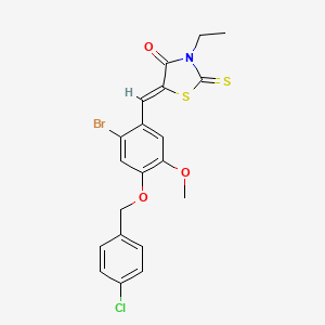 molecular formula C20H17BrClNO3S2 B5089341 5-{2-bromo-4-[(4-chlorobenzyl)oxy]-5-methoxybenzylidene}-3-ethyl-2-thioxo-1,3-thiazolidin-4-one 